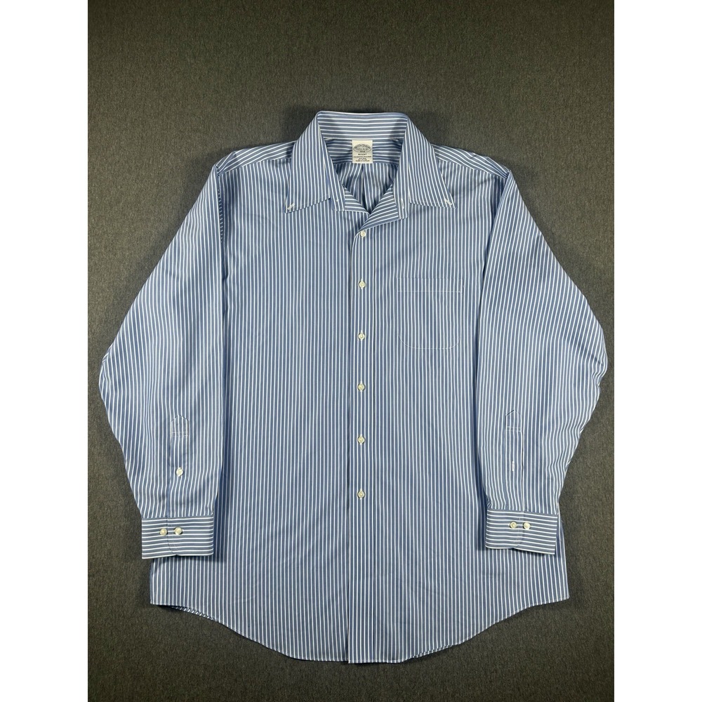 Brooks Brothers Regent Non-Iron Blue Striped Dress Shirt Mens 17.5-4/5